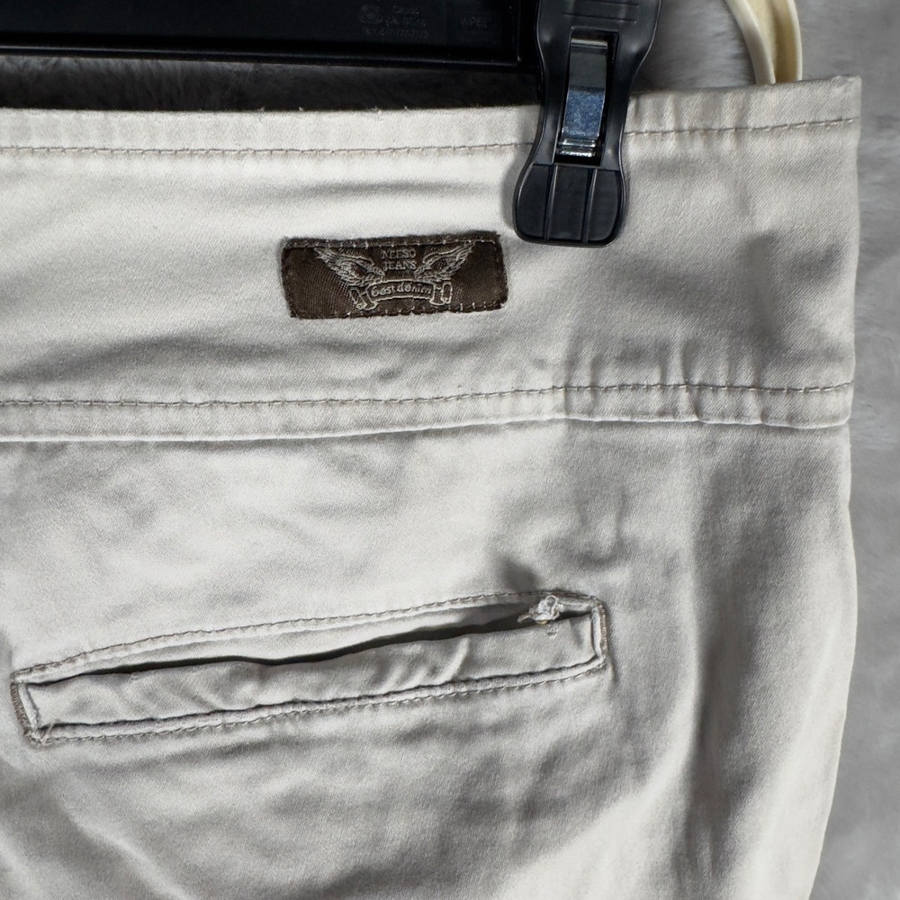 Neeso Jeans Womens Khaki Tan Sailor Wide Leg Double Button Stretch Pants Size 18